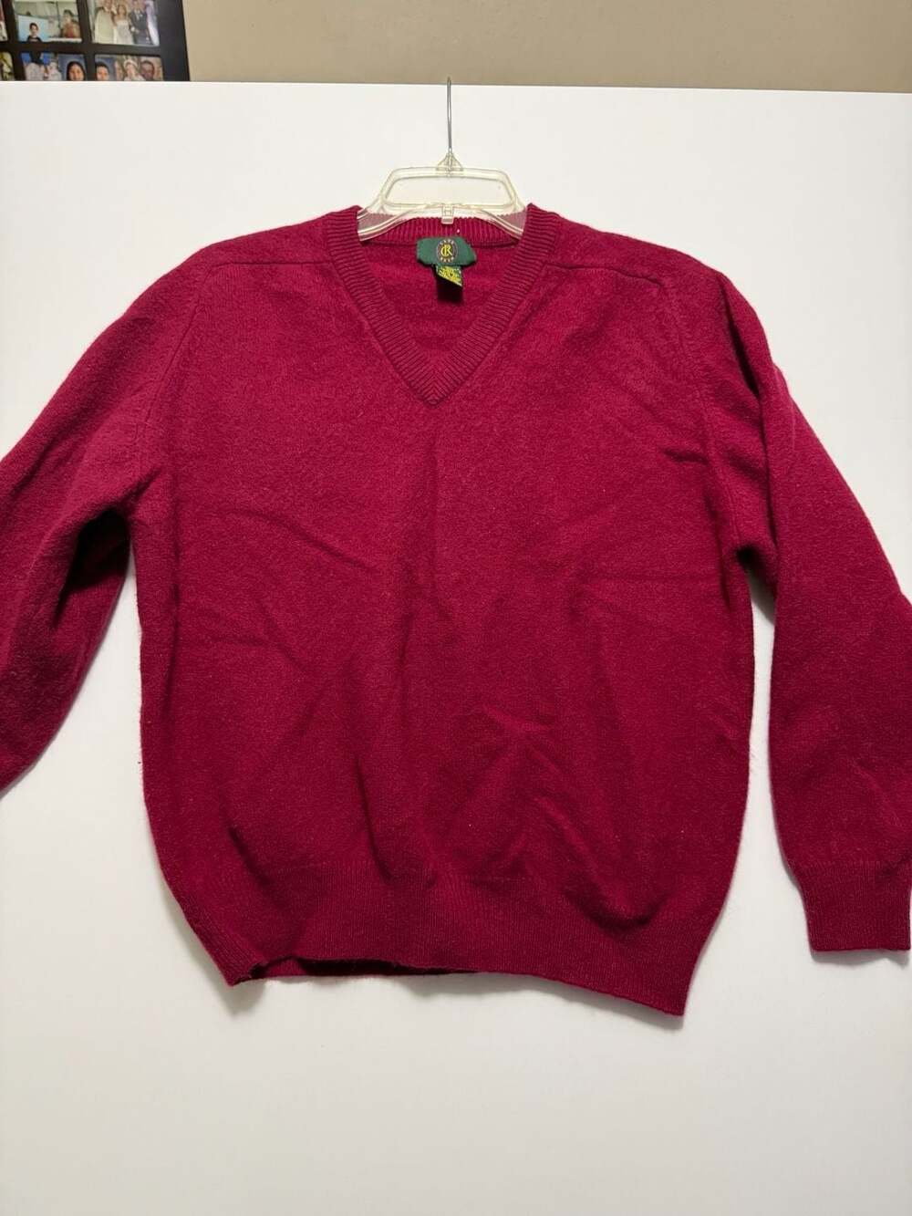 Club Room Vintage 100% Lambswool V-Neck Pullover Sweater Red Men's Size M